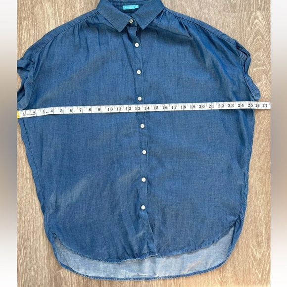 J. McLaughlin Top Womens Size Small Cotton Chambray Button Up Boho Western Ranch - Picture 8 of 10
